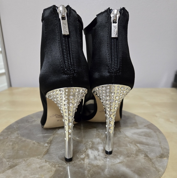 Badgley Mischka Anastasia Black Mesh Peep-Toe Dress Booties US Women's Size 9.5 - Picture 4 of 9